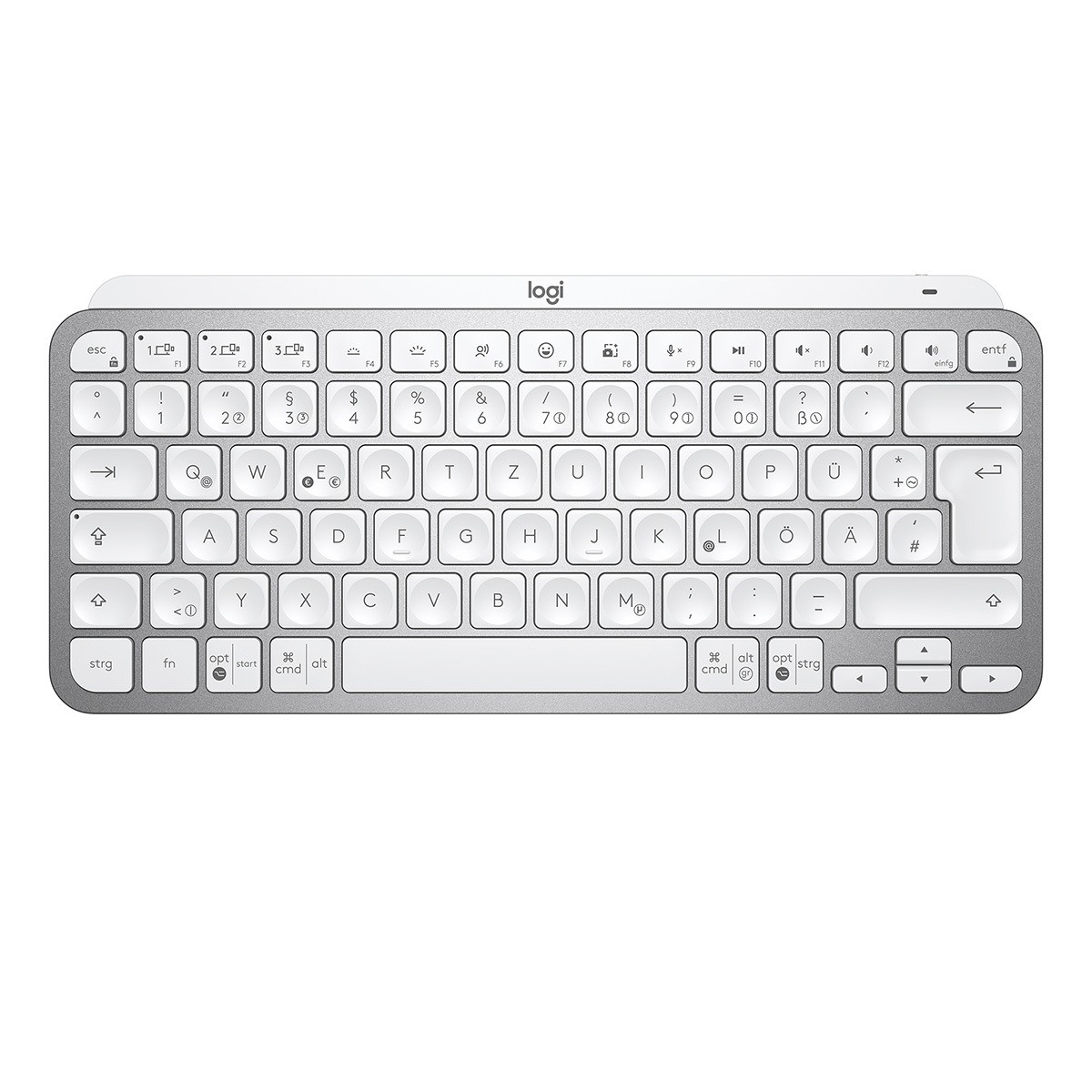 Logitech MX Keys Mini Minimalist Wireless Illuminated Keyboard, kabellose Bluetooth-Tastatur , pale grey