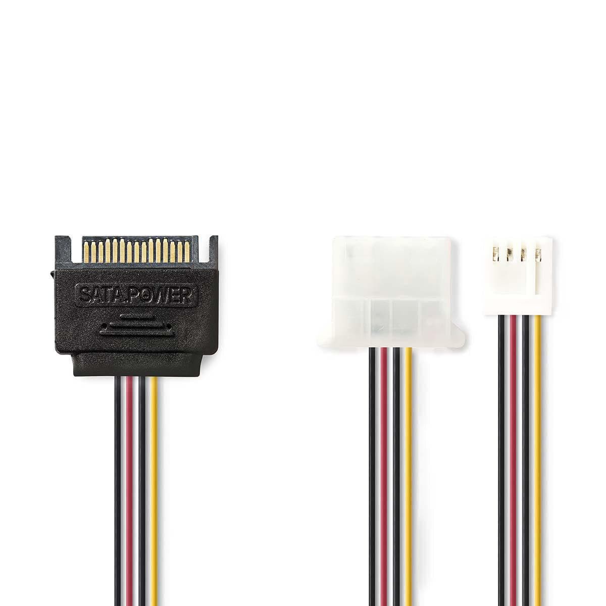 Nedis Interne Stromkabel | SATA 15-Pin Stecker | FDD Buchse / Molex Buchse | Vergoldet | 0.20 m | rund | PVC | Mehrfarbig | Plas