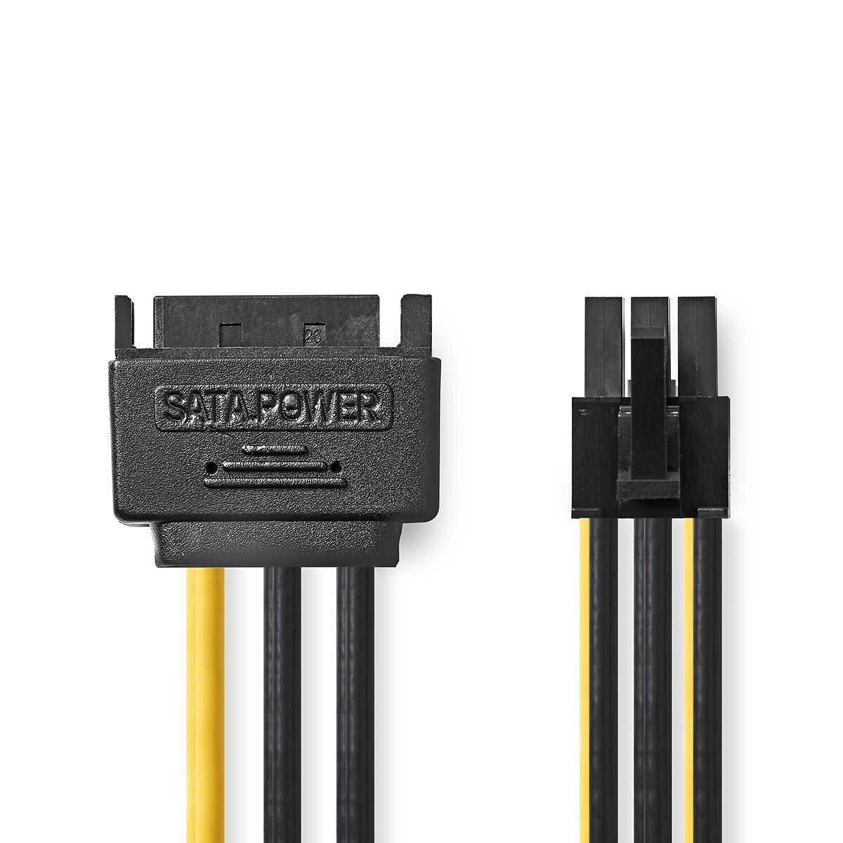 Nedis Interne Stromkabel | SATA 15-Pin Stecker | PCI Express Buchse | Vergoldet | 0.20 m | rund | PVC | Gelb / Schwarz | Plastik