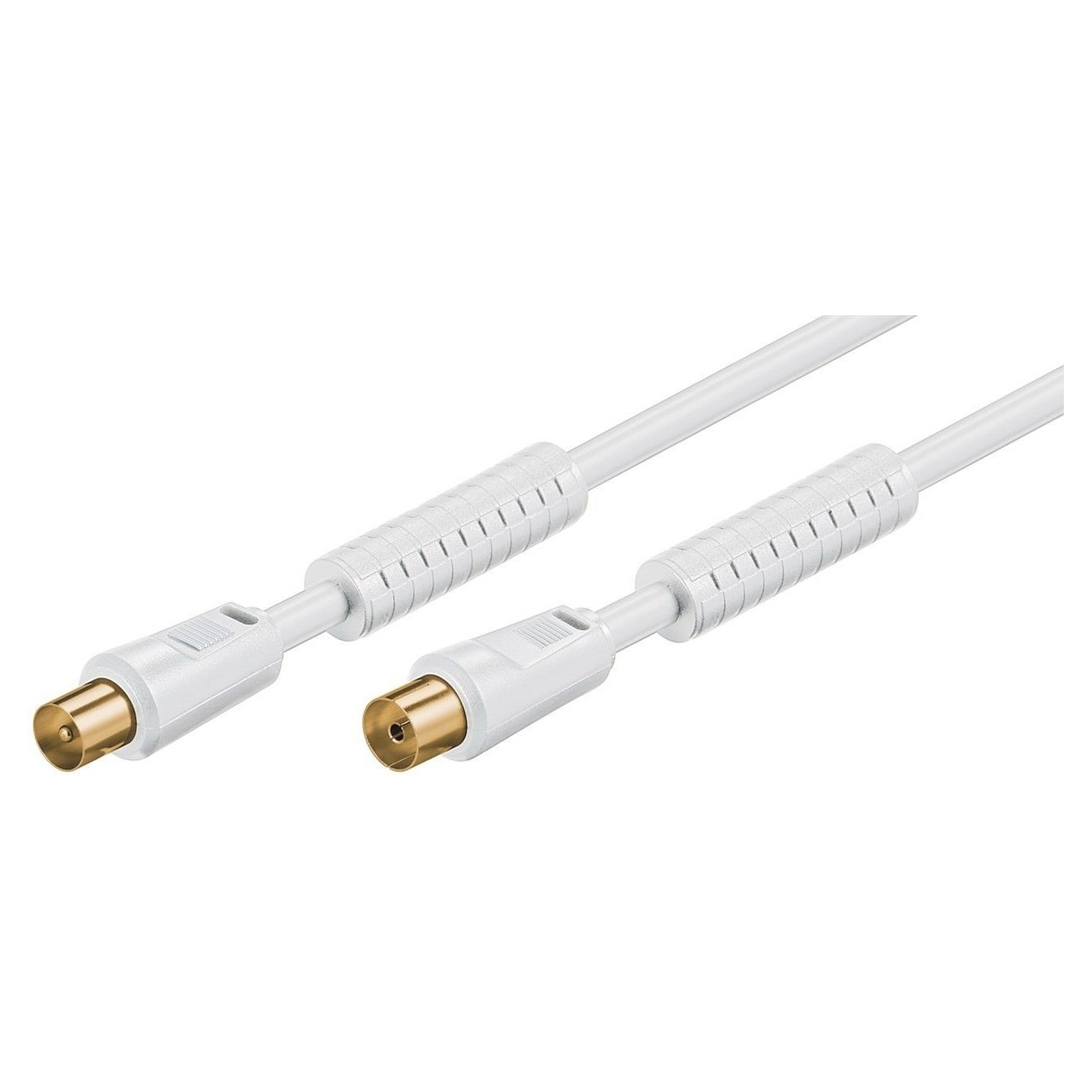 Goobay Antennenkabel 10,0 m, weiss, mit Ferrite (80 dB), 2x abgeschirmt