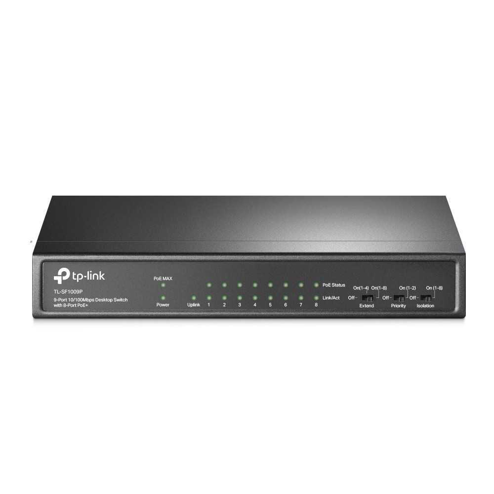 TP-Link TL-SF1009P Netzwerk-Switch 9-Port, Unmanaged, 9x 100 Mbit/s RJ45, 8x PoE+, 65W