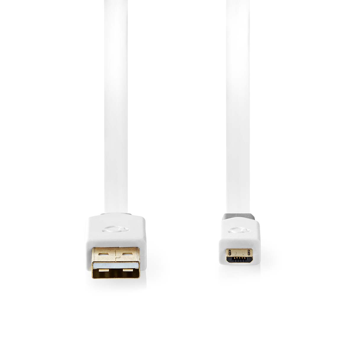 Nedis USB-Kabel | USB 2.0 | USB-A Stecker | USB Micro-B Stecker | 480 Mbps | Vergoldet | 1.00 m | flach | PVC | Weiss | Verpacku