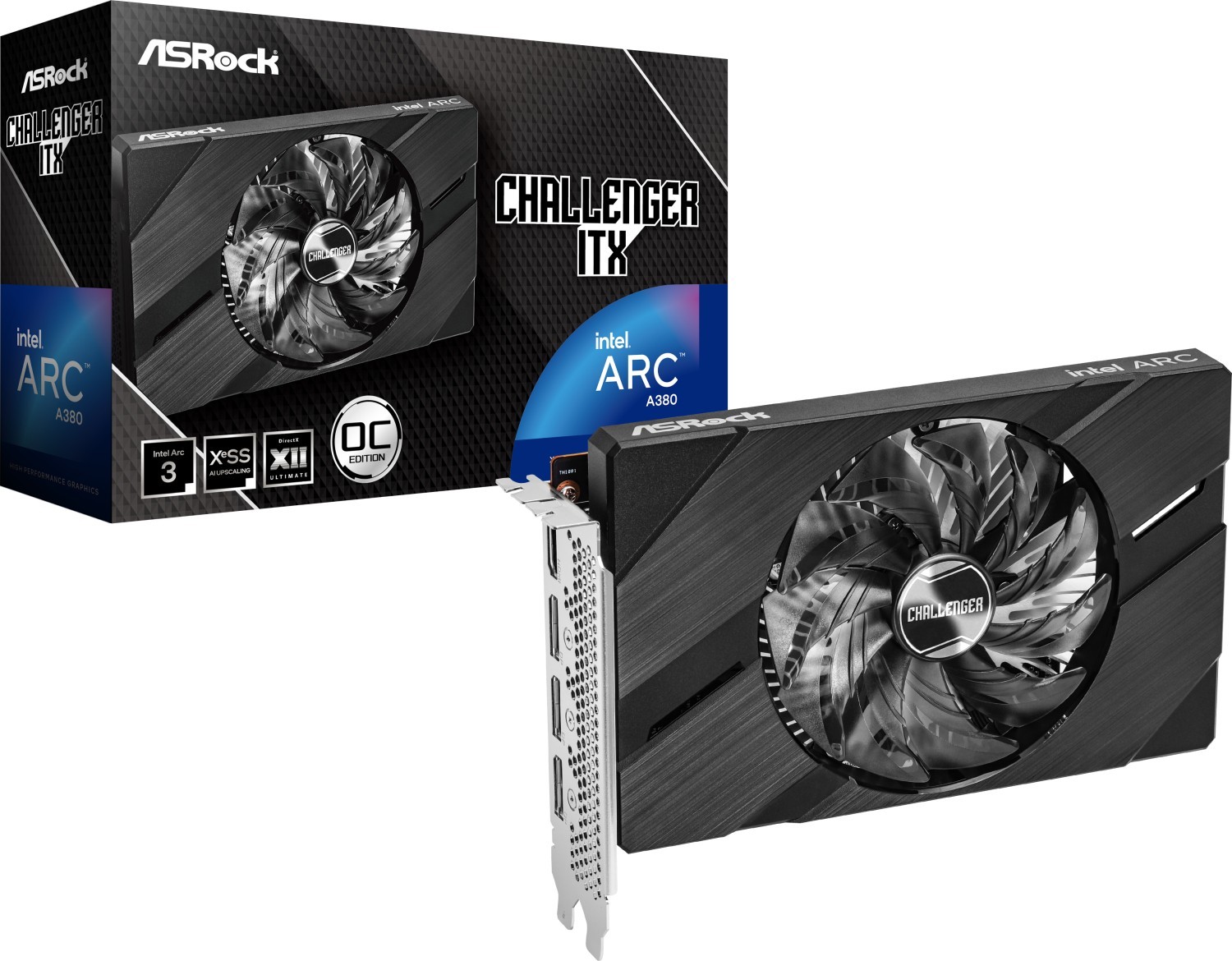 ASRock Intel Arc A380 Challenger ITX 6GB OC - A380 CLI 6GO, 6GB GDDR6, HDMI, 3x DP