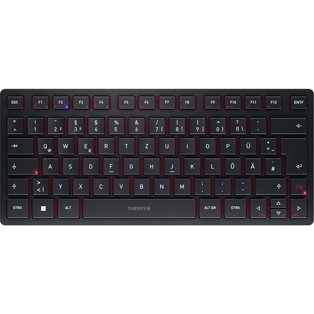 Cherry KW 9200 Mini - Multi-Device Kompakttastatur 2,4 GHz Funk-, Bluetooth® 5.0- und Kabelverbindung