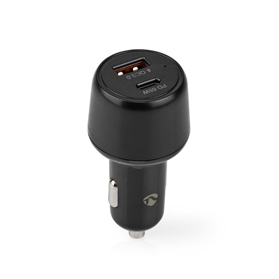 Nedis Auto-Ladegerät 65 W 2.0 3.0 3.25 A - Anzahl der Ausgänge: 2, Port Type: USB-A / USB-C™, Automatische Spannungswahl