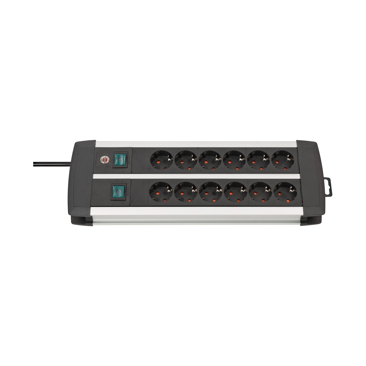 Brennenstuhl Premium-ALU-Line DUO 2x6fach sw *DE* 3m H05VV-F3G1, mit 2 Schaltern