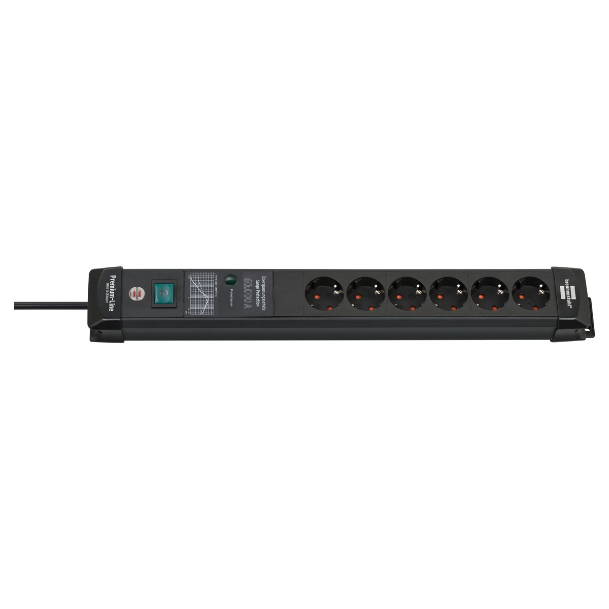 Brennenstuhl Premium-Line ÜSS 6fach schwarz *DE* 60kA/Filter 5m H05VV-F3G1,5