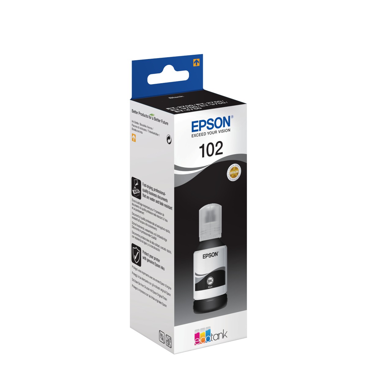 Epson 102 EcoTank-Tintenflasche Pigmentschwarz 7.500 Seiten Für Kompatibilität, siehe Artikel-Beschreibung