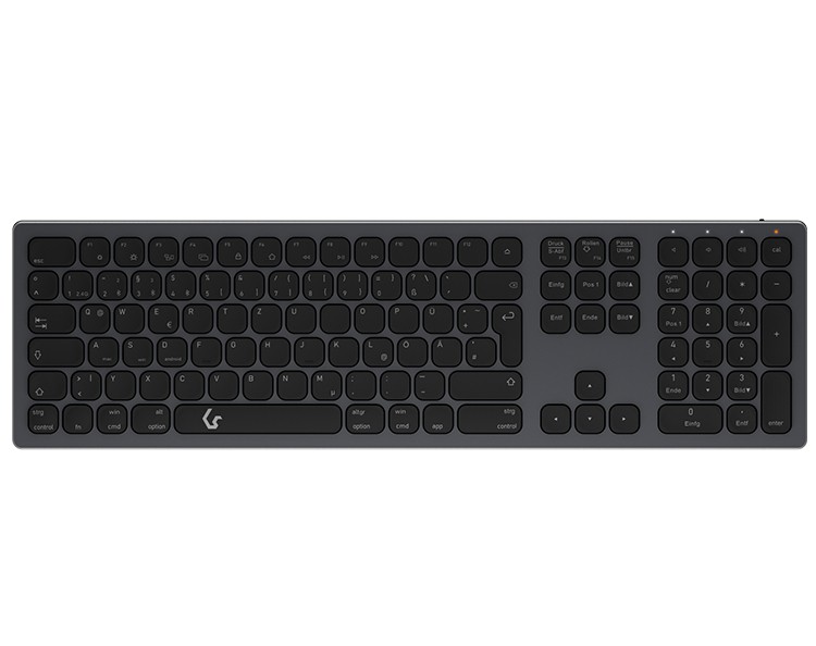 KeySonic KSK-8023BTRF Tastatur (DE) [Full-Size Aluminium Tastatur, Bluetooth® & RF, für Win & macOS]