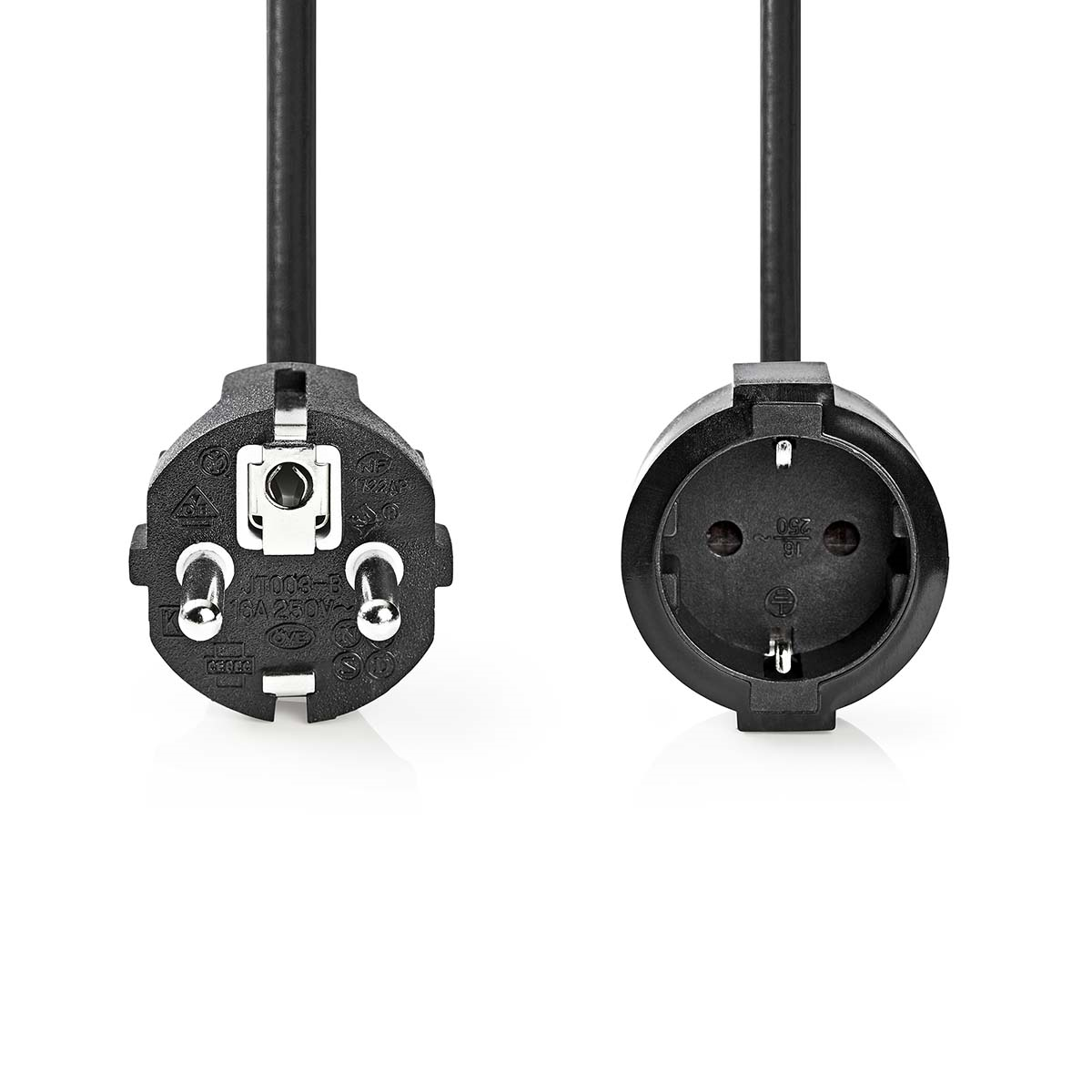 Nedis Stromkabel | Schutzkontaktstecker | Schutzkontaktsbuchse Gerade | Gerade | Vernickelt | 5.00 m | Rund | PVC | Schwarz | La