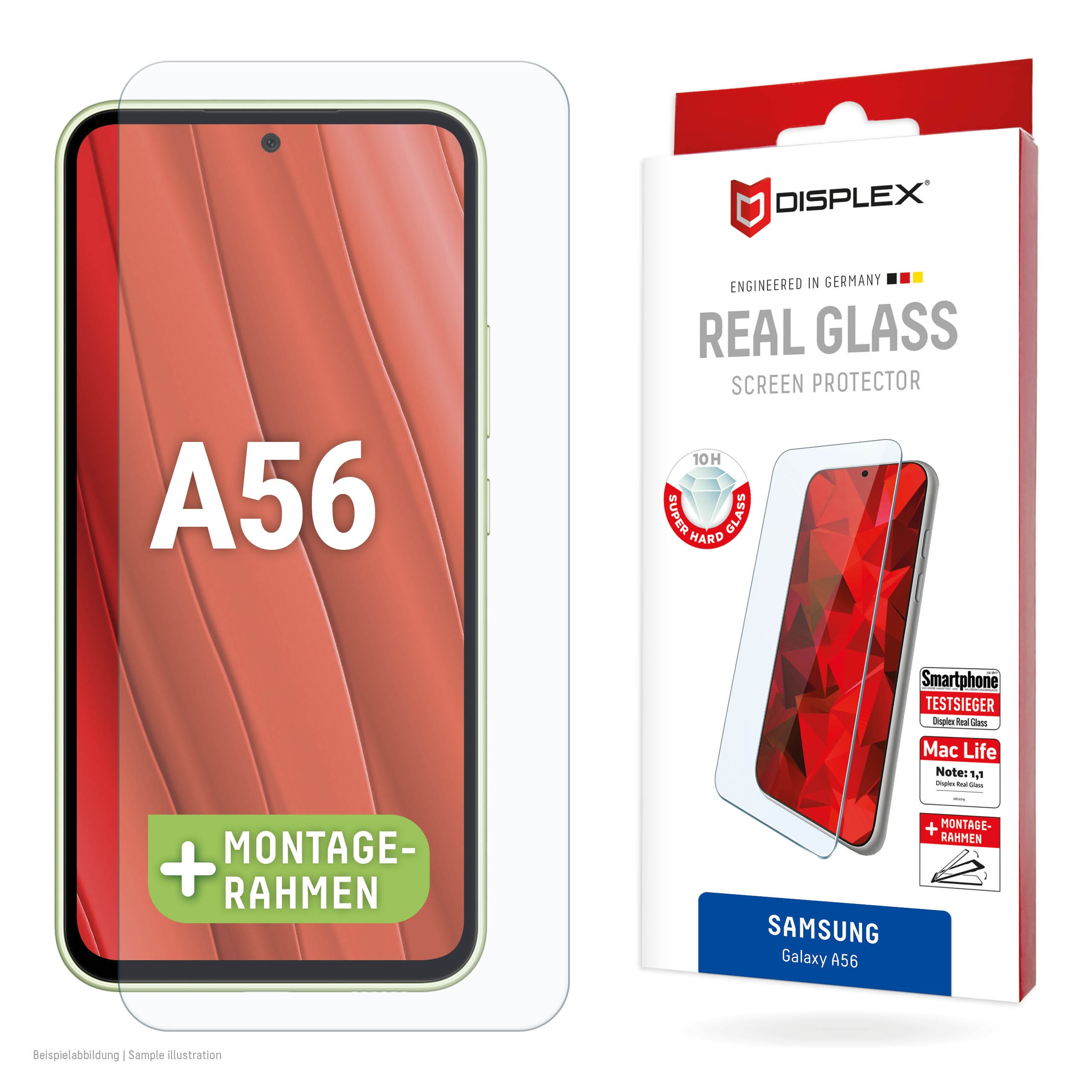 DISPLEX Real Glasschutzfolie für Samsung Galaxy A56 Kratzer-resistent, ultra-dünn, Schmutzabweisend