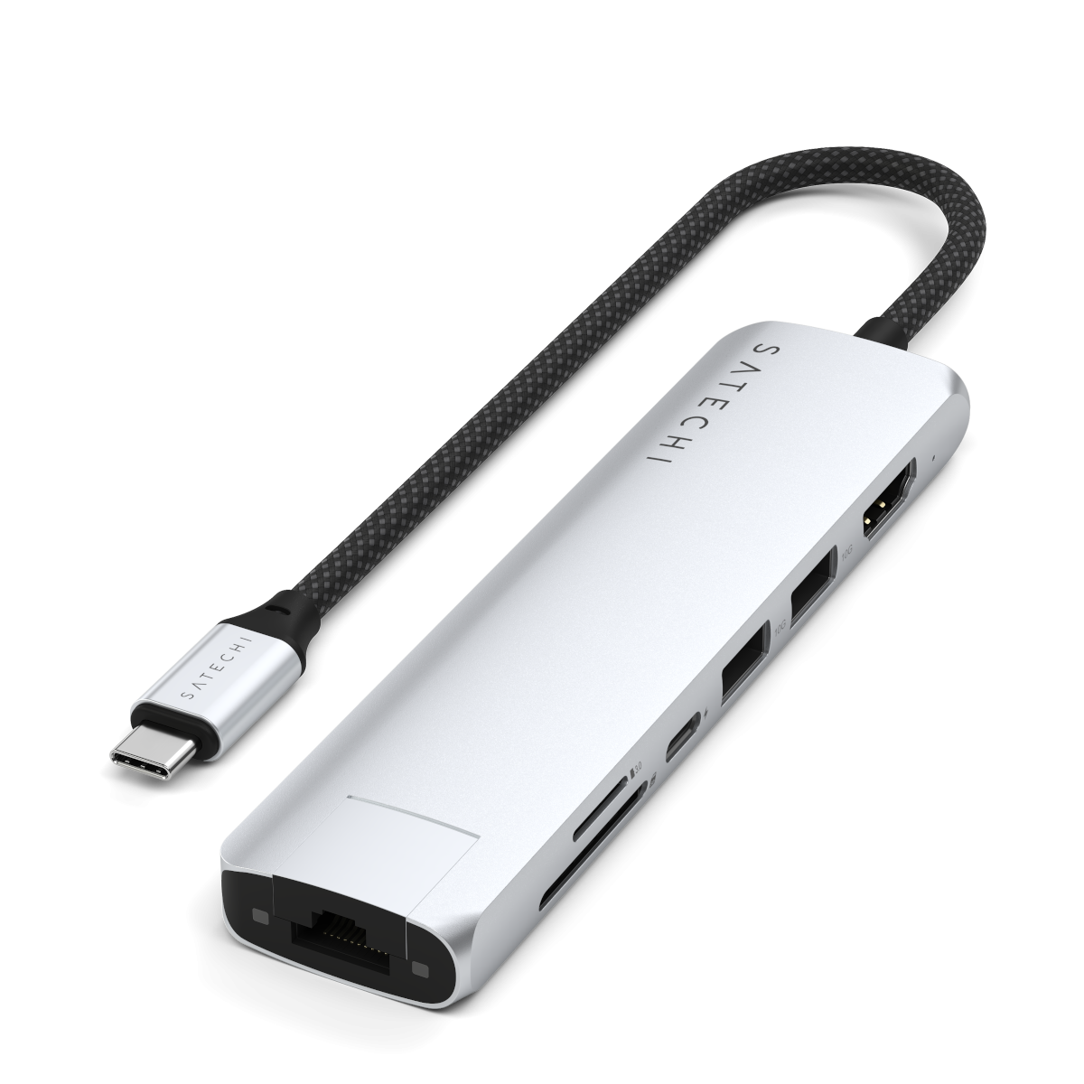 Satechi USB-C 7-in-1 Slim Multiport Adapter with Ethernet Silver
