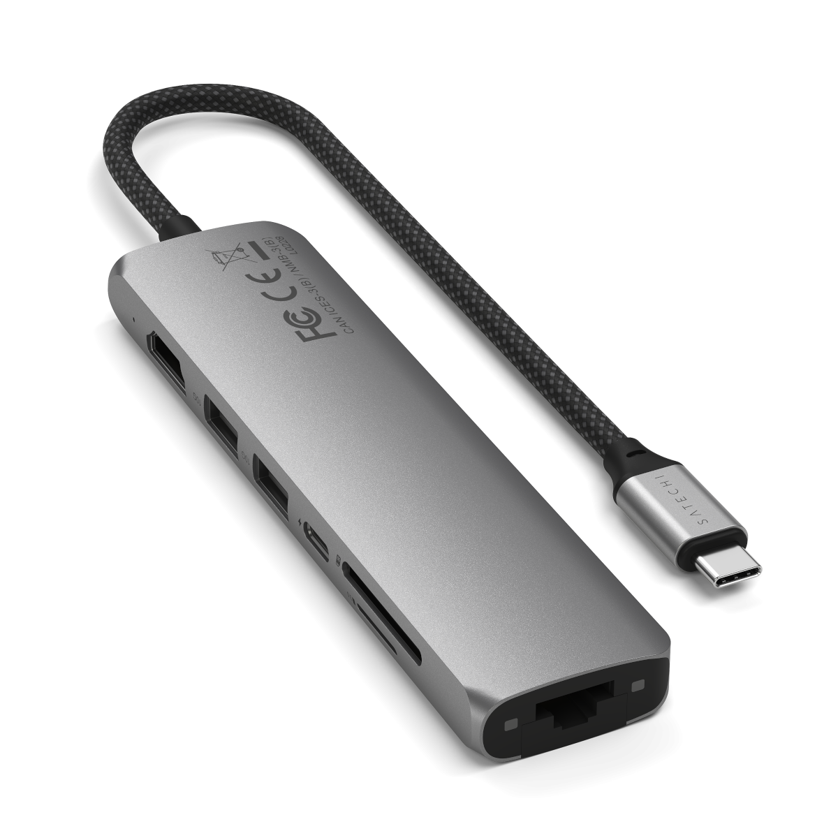 Satechi USB-C 7-in-1 Slim Multiport Adapter with Ethernet Grey
