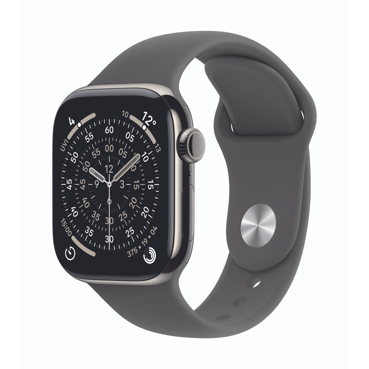 Apple Watch Series 11 Cellular 42mm Natur Titan Gehäuse mit Steingrau Sport Band - M/L