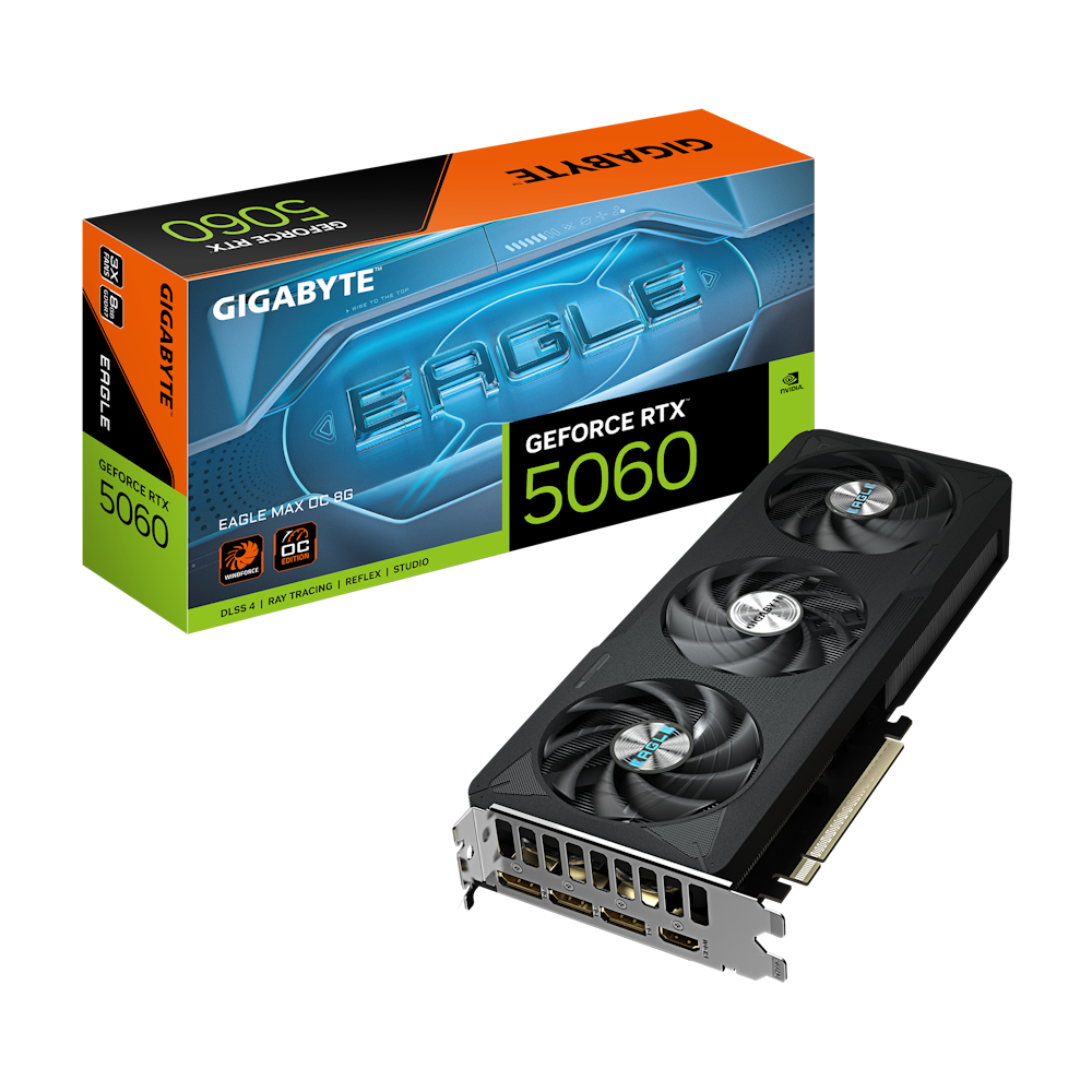 GigaByte GeForce RTX 5060 Eagle MAX OC 8G Grafikkarte - 8GB GDDR7, HDMI, 3x DP