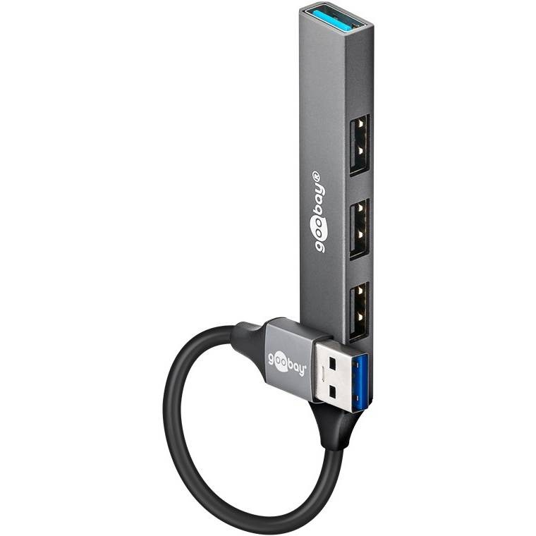 Goobay Slim 4-Port USB-Hub, USB-A auf USB-A, 5 Gbit/s