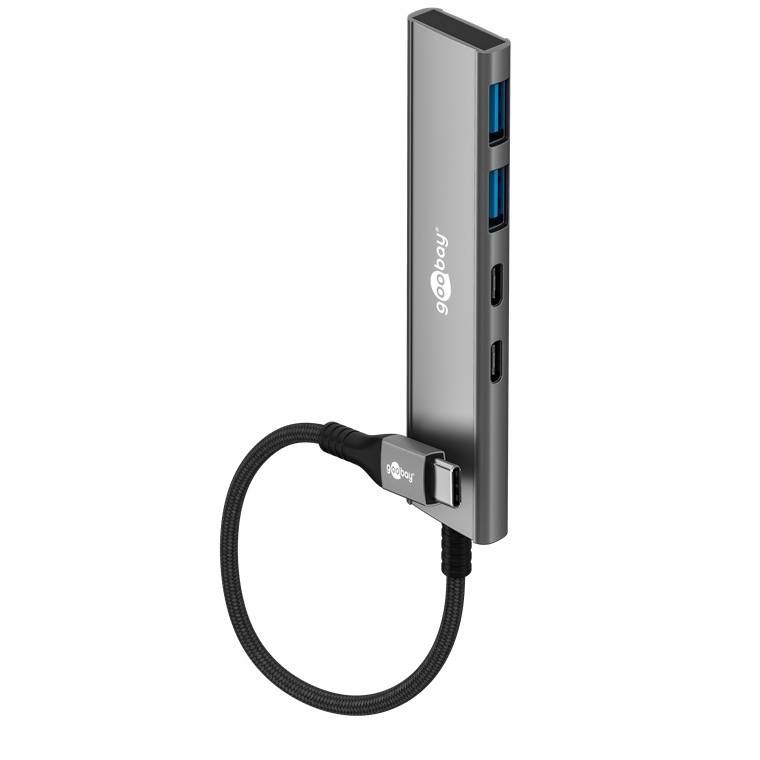 Goobay Slim 4-Port USB-Hub, USB-C™ auf USB-C™/USB-A, 5 Gbit/s